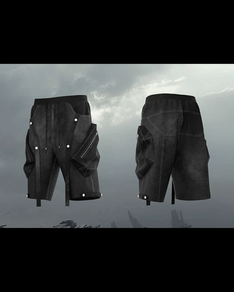 Apocalypse Washed Patchwork Tactical Cargo Shorts | Baggy Jorts - Image 3