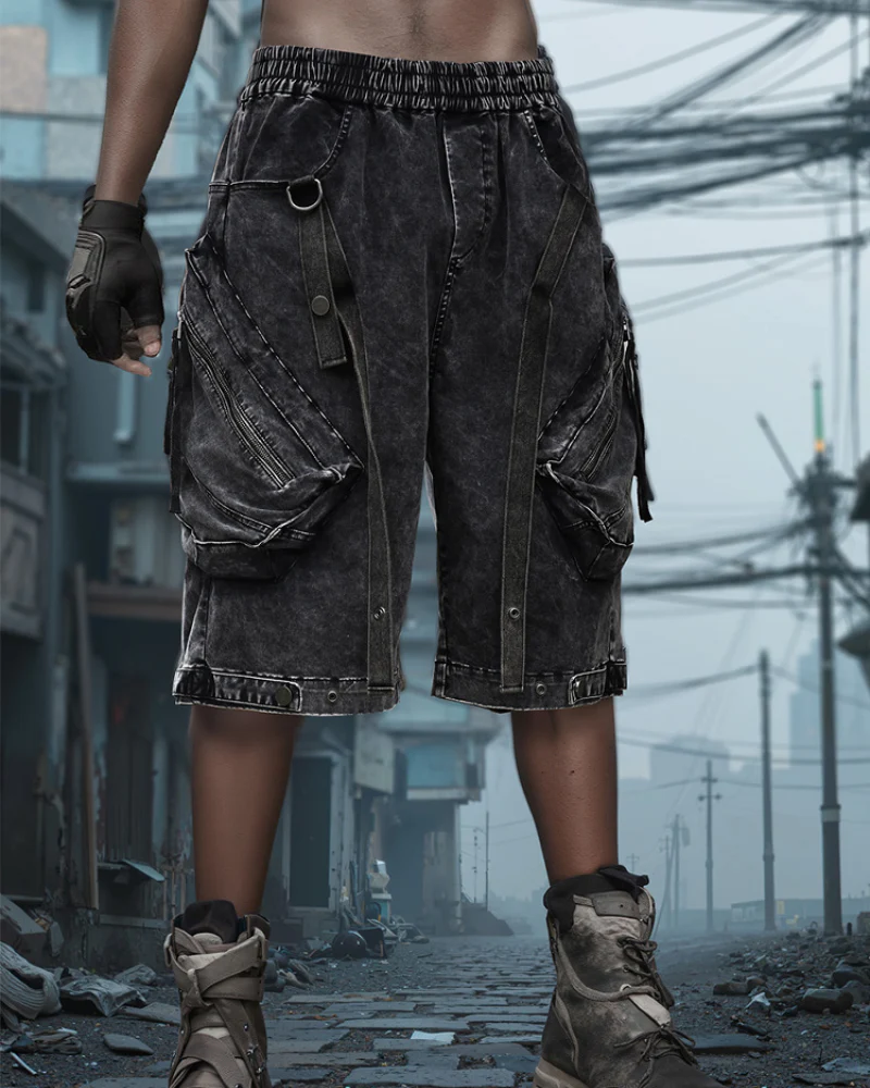 Apocalypse Washed Patchwork Tactical Cargo Shorts | Baggy Jorts - Image 4
