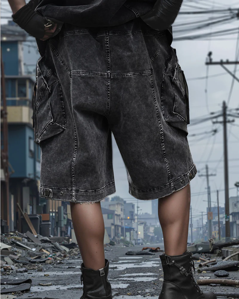 Apocalypse Washed Patchwork Tactical Cargo Shorts | Baggy Jorts - Image 6