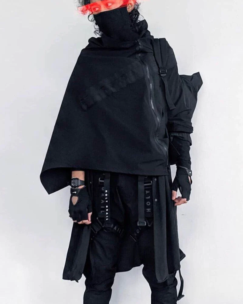 Cyberpunk Black Samurai Ninja Jacket Cloak - Image 4