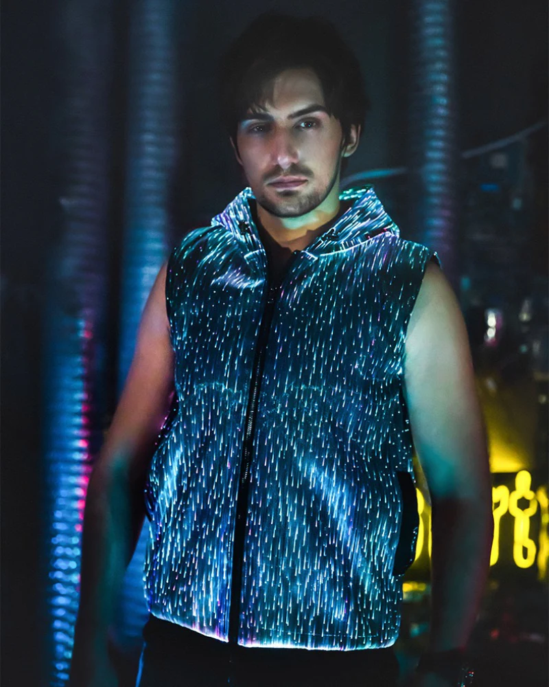 Cyberpunk Rave Clothing Luminous Hooded Vest - Image 10