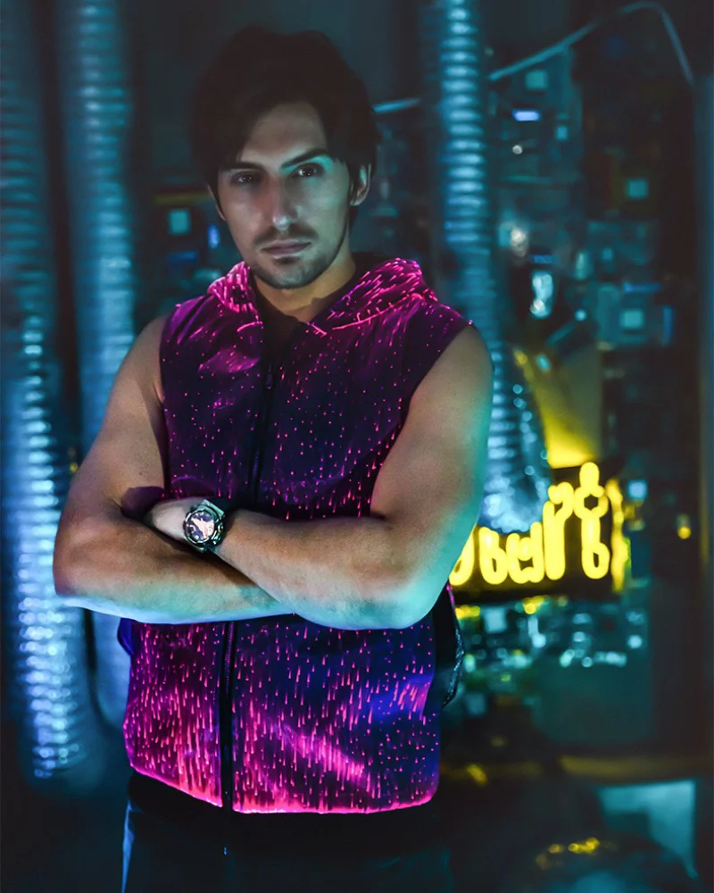 Cyberpunk Rave Clothing Luminous Hooded Vest - Image 11