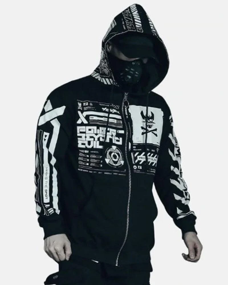 Darkness Cyber Zip Hooded Jacket - Image 8