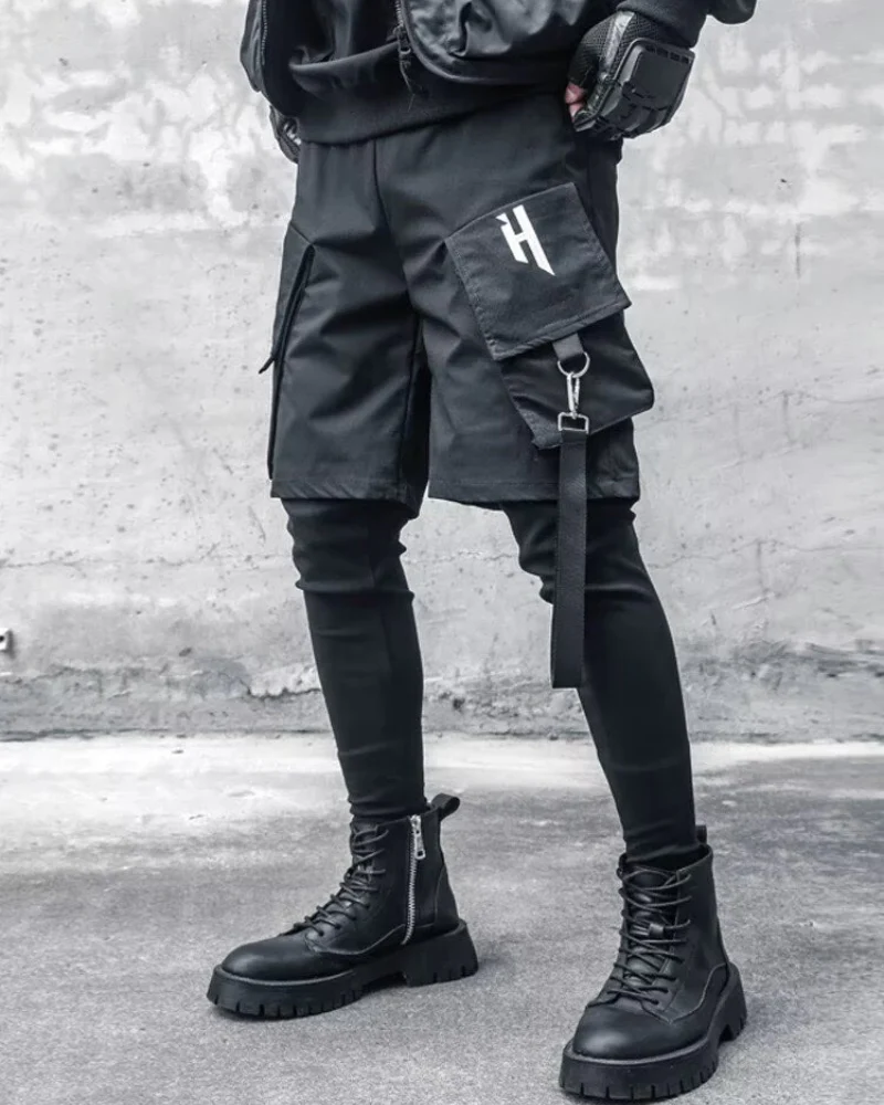 Fake Two Black Techwear Cargo Pants - Image 4