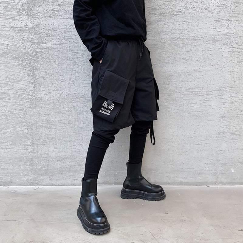 Fake Two Black Techwear Cargo Pants - Image 5