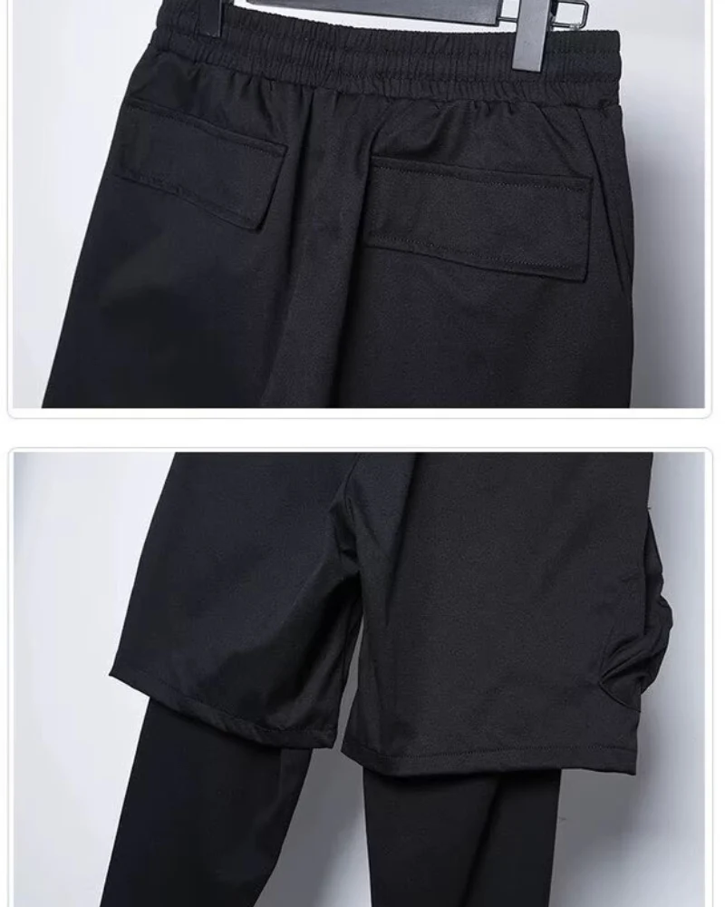Fake Two Black Techwear Cargo Pants - Image 8