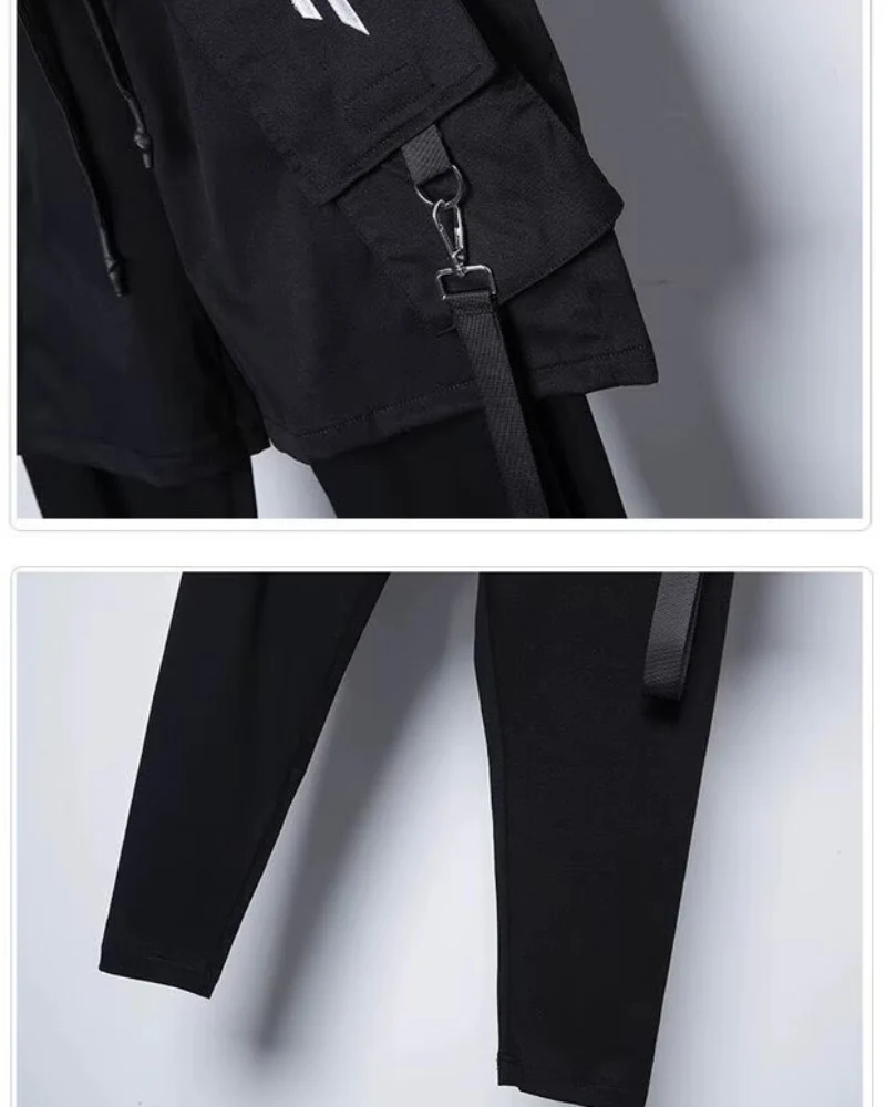 Fake Two Black Techwear Cargo Pants - Image 9