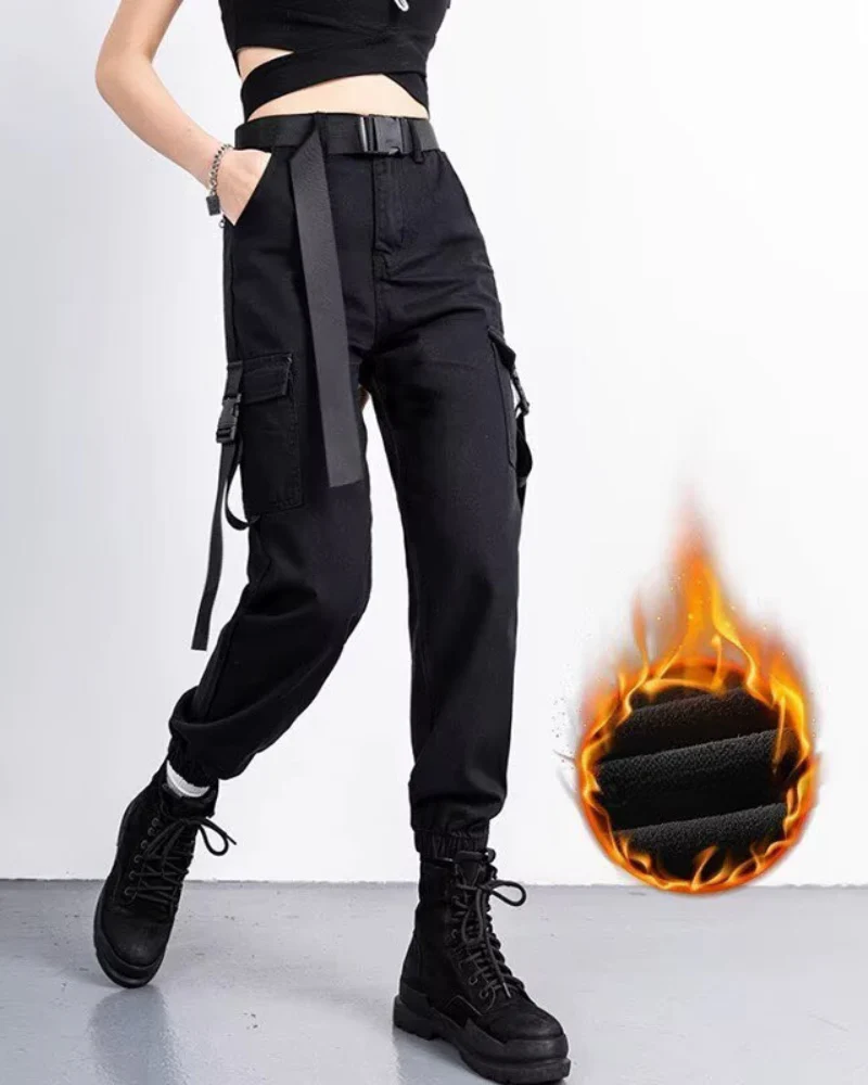 Futuristic Belt Black Women Cargo Pants - Image 11