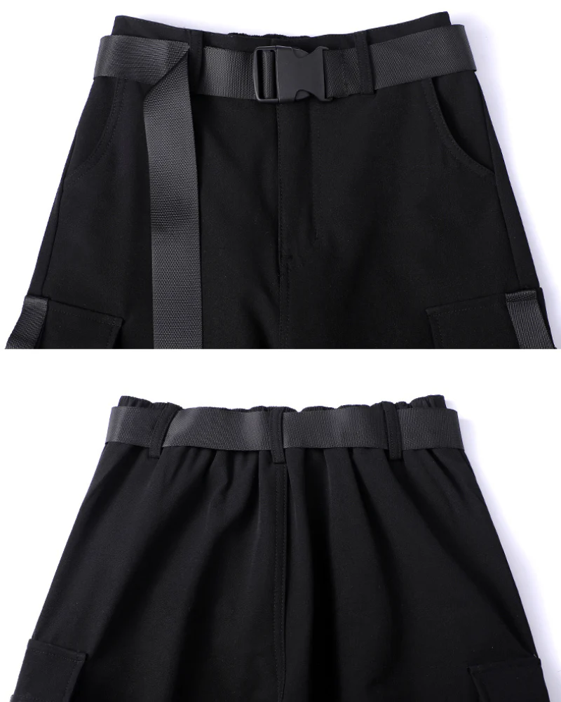 Futuristic Belt Black Women Cargo Pants - Image 12
