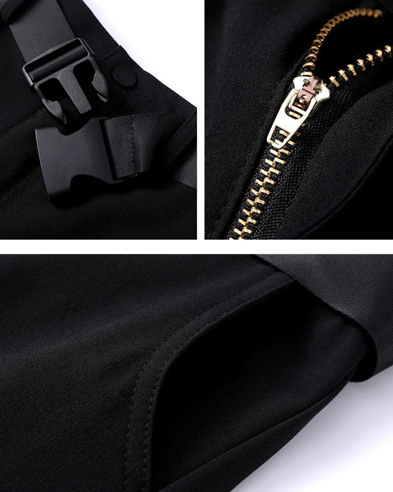 Futuristic Belt Black Women Cargo Pants - Image 13