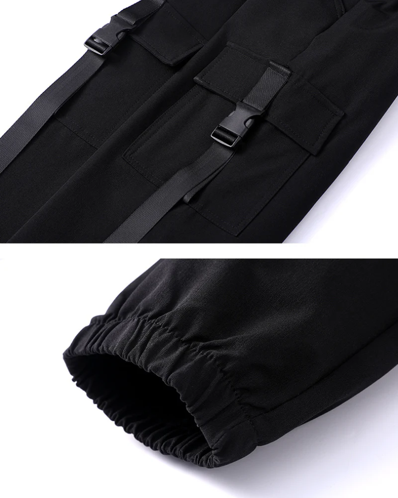 Futuristic Belt Black Women Cargo Pants - Image 14
