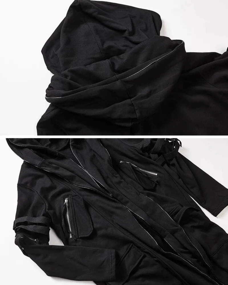 Futuristic Techwear Double-Layered Hooded Coat - Image 10