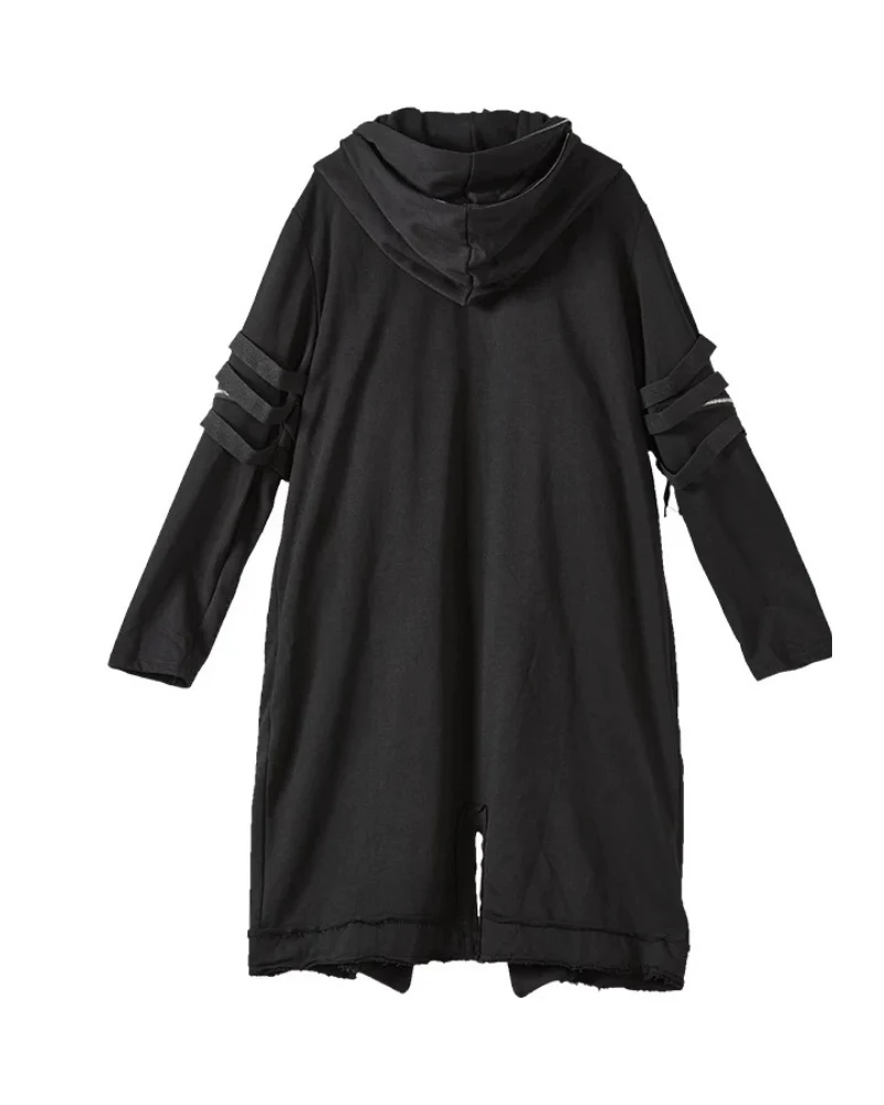 Futuristic Techwear Double-Layered Hooded Coat - Image 3
