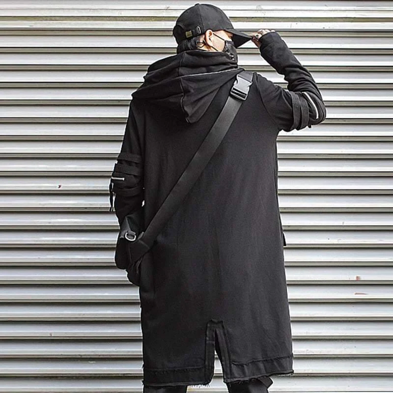 Futuristic Techwear Double-Layered Hooded Coat - Image 7