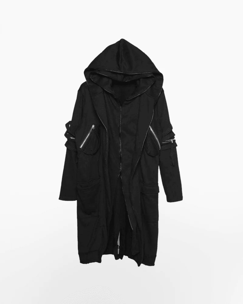 Futuristic Techwear Double-Layered Hooded Coat - Image 8