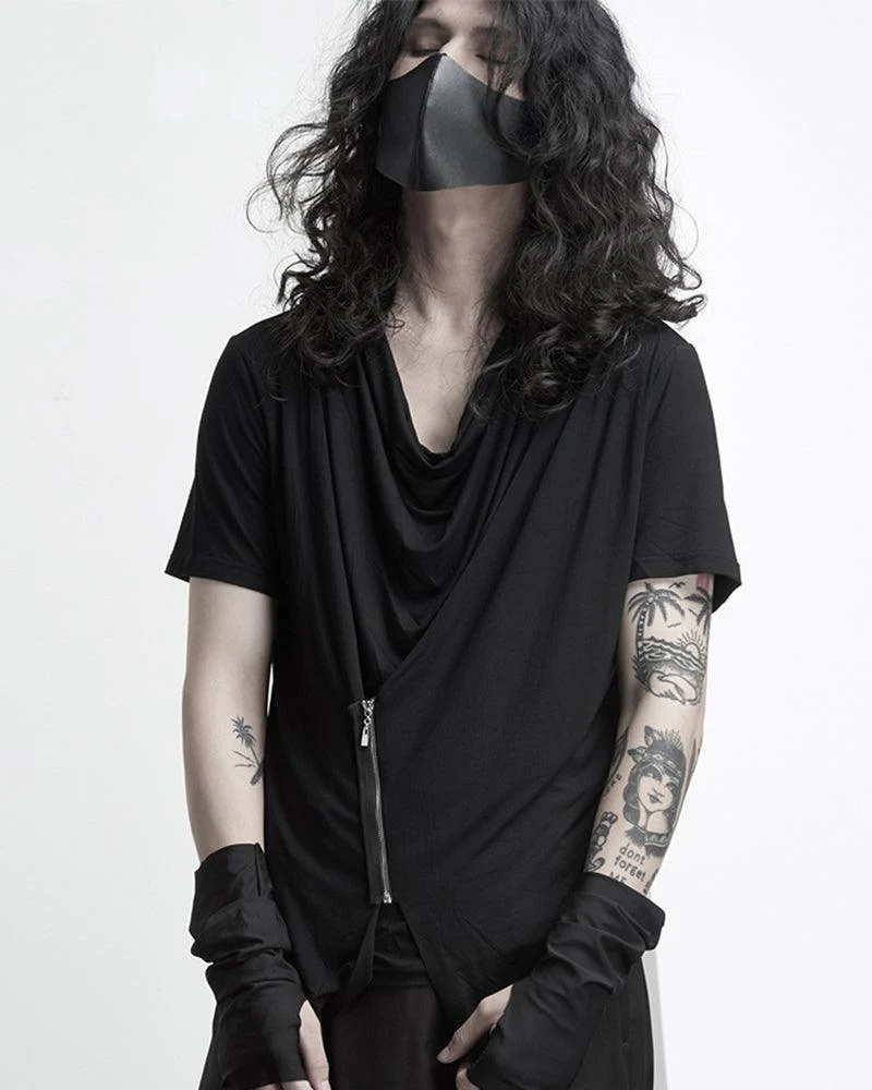 Japanese Techwear Irregular Zipper T-Shirt - Image 3