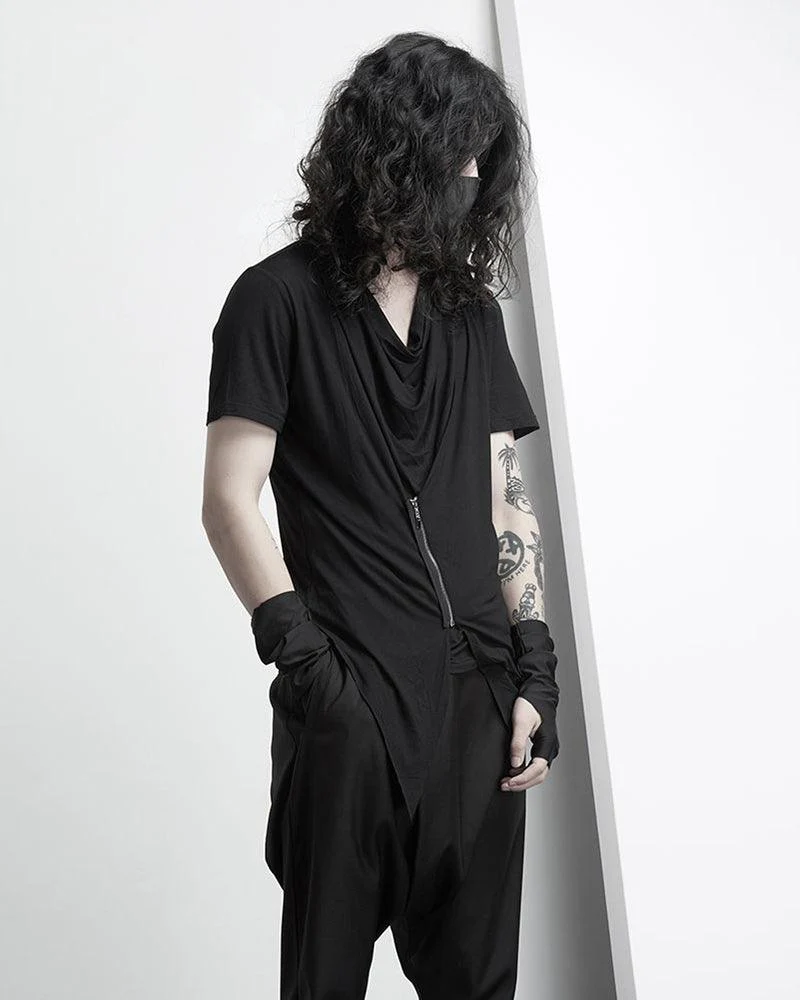 Japanese Techwear Irregular Zipper T-Shirt - Image 4