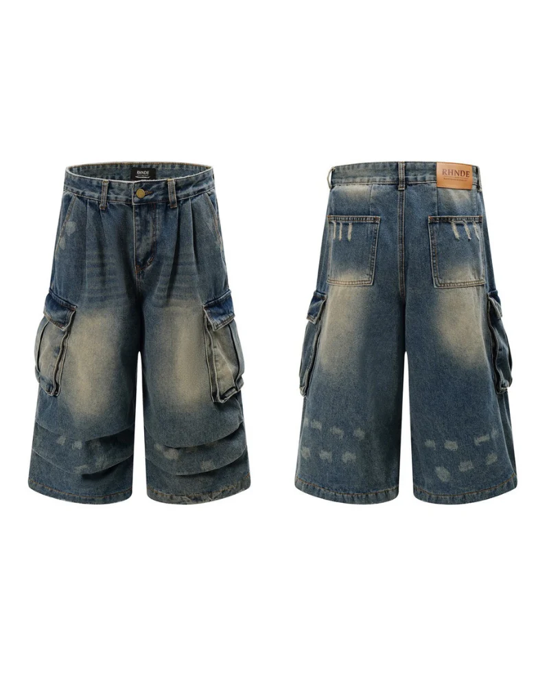 Street Unisex Crinkle Cargo Baggy Jorts - Image 7