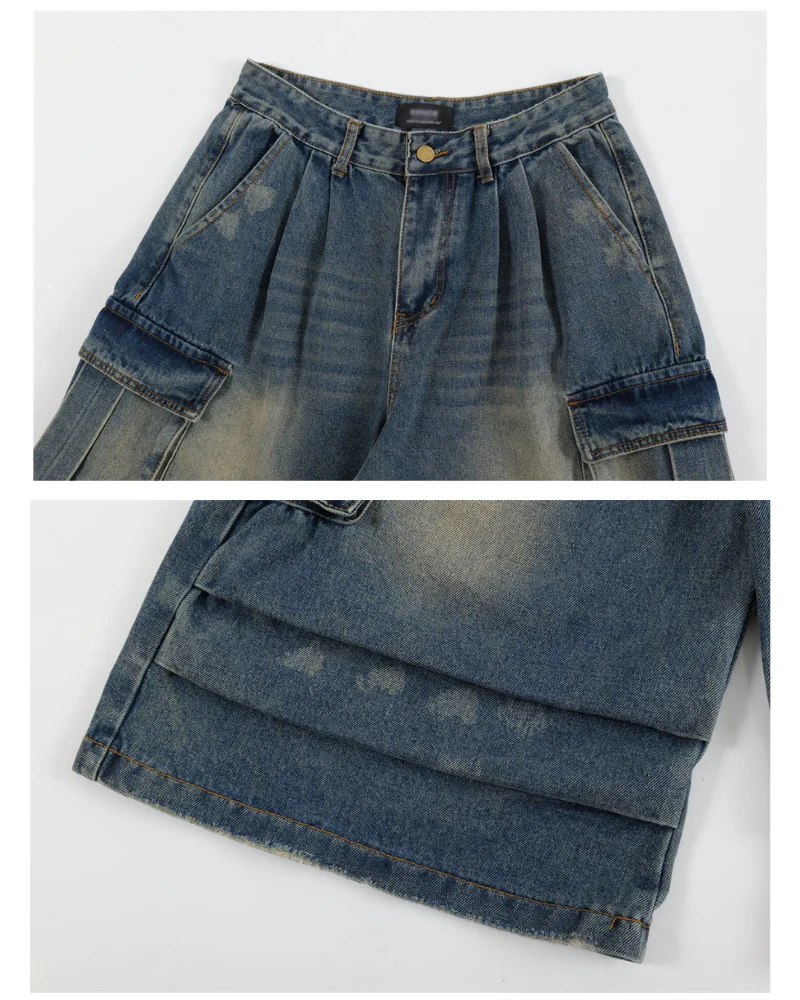 Street Unisex Crinkle Cargo Baggy Jorts - Image 8