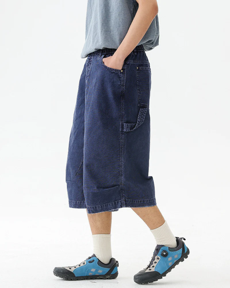 Street Unisex Denim-Look Shorts | Baggy Jorts - Image 7