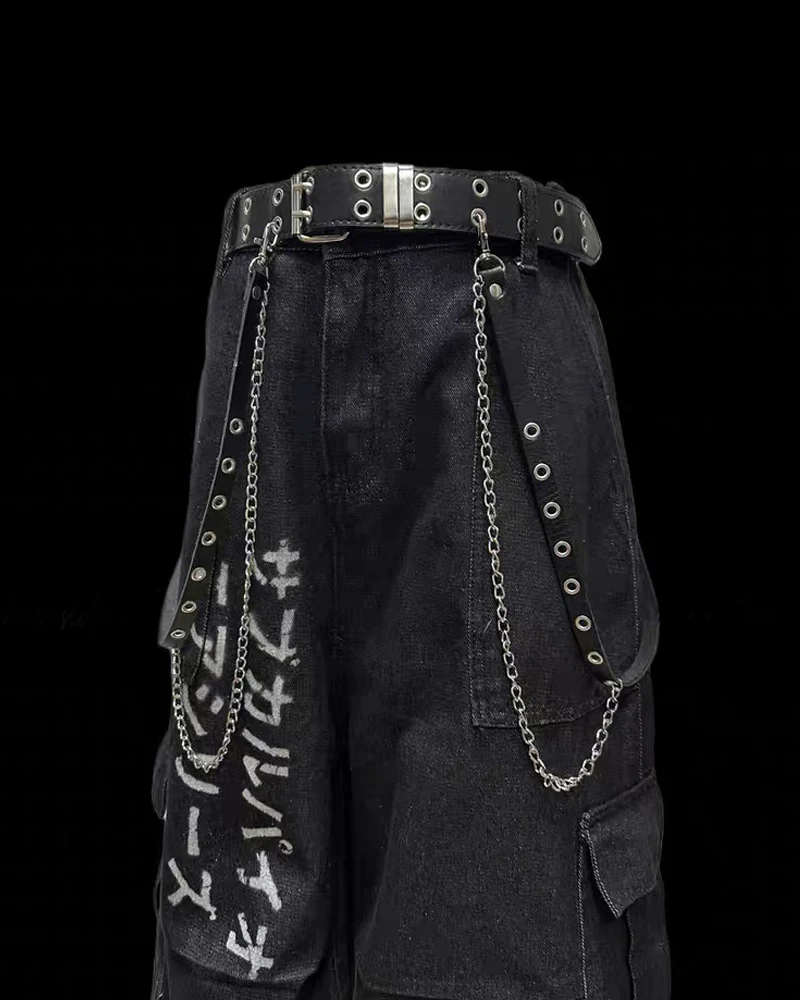 Street Washed Chains Denim Baggy Jorts - Image 10