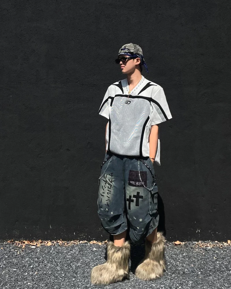 Street Washed Chains Denim Shorts | Baggy Jorts - Image 11