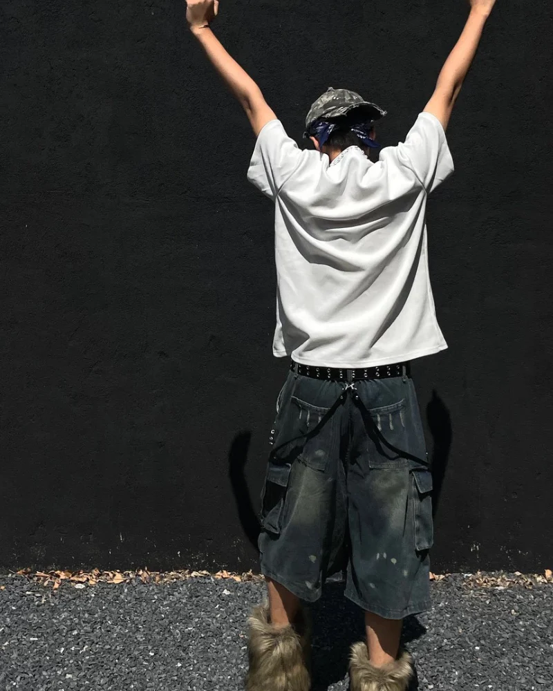 Street Washed Chains Denim Shorts | Baggy Jorts - Image 12