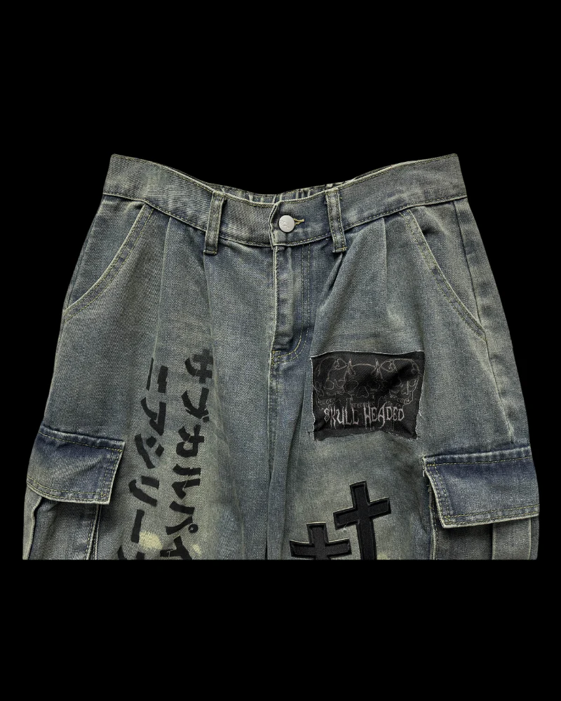 Street Washed Chains Denim Shorts | Baggy Jorts - Image 5