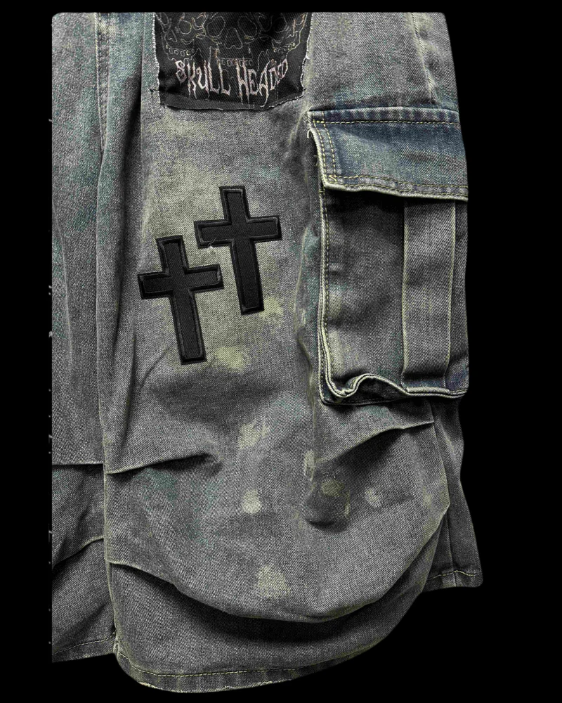 Street Washed Chains Denim Shorts | Baggy Jorts - Image 8