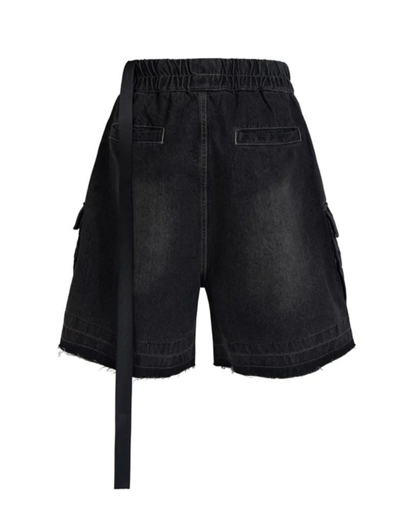 Streetwear Washed Raw Edge Cargo Baggy Jorts - Image 3