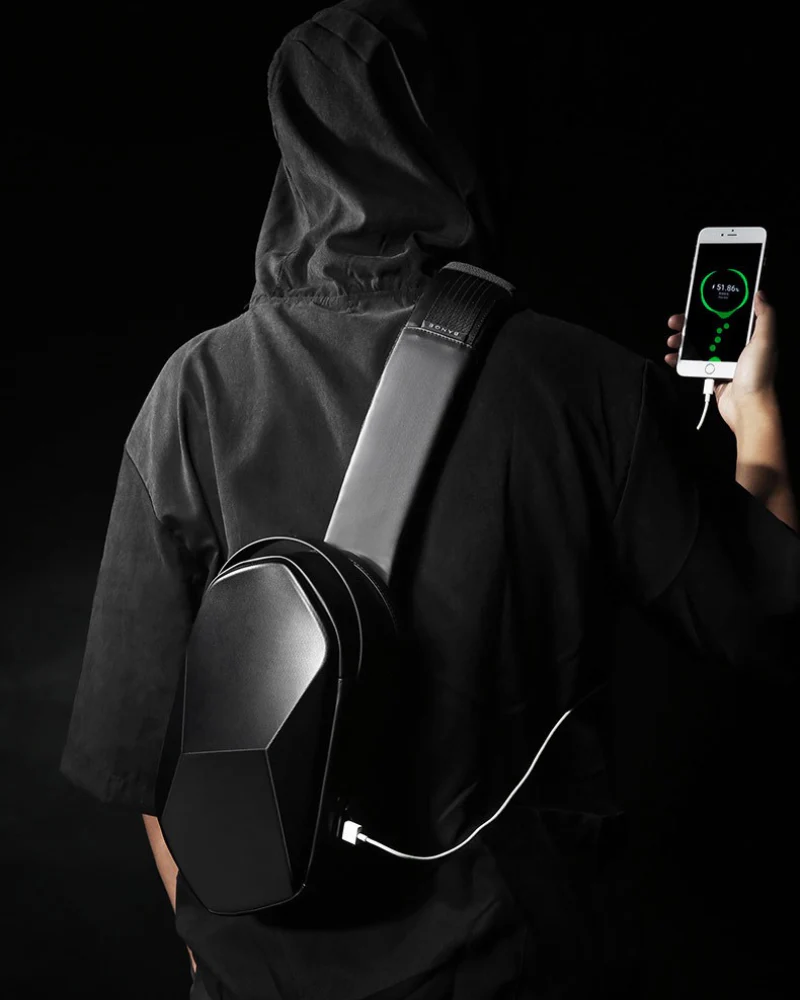 Tech Hard Shell Polyhedron Sling Backpack - Image 4