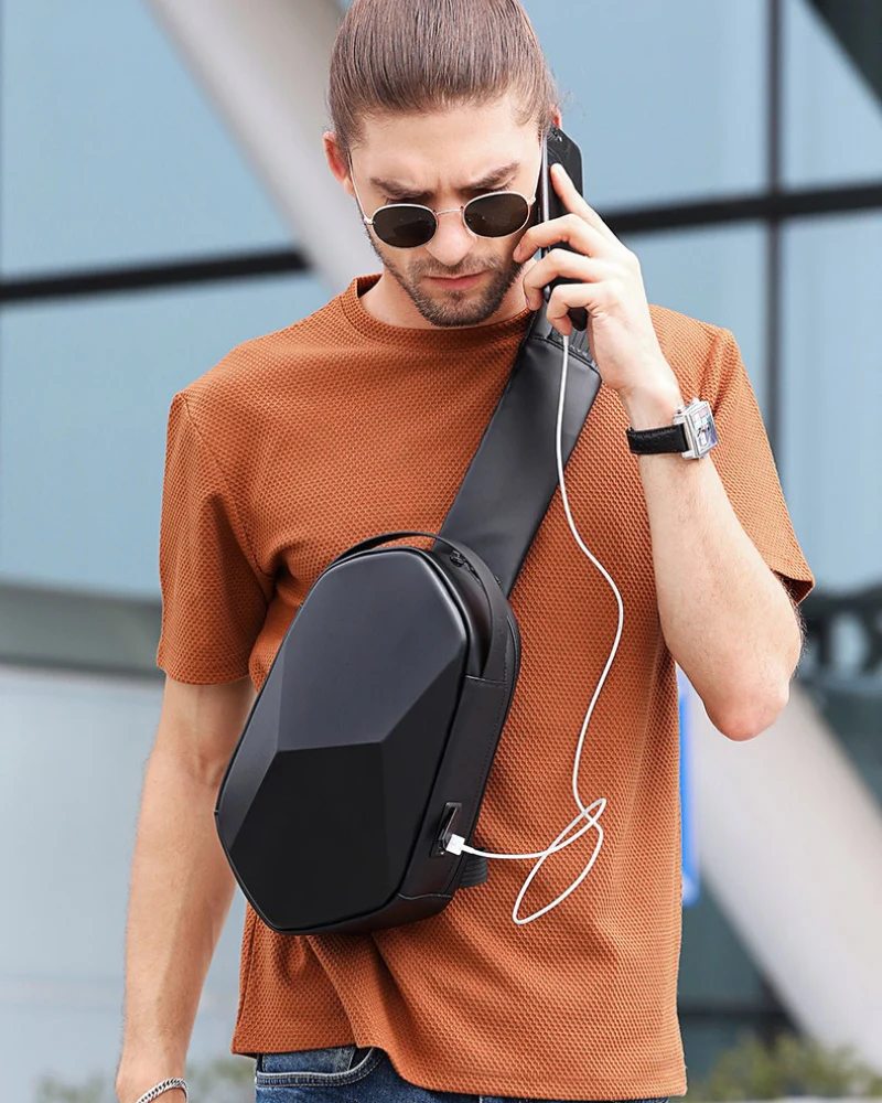 Tech Hard Shell Polyhedron Sling Backpack - Image 8