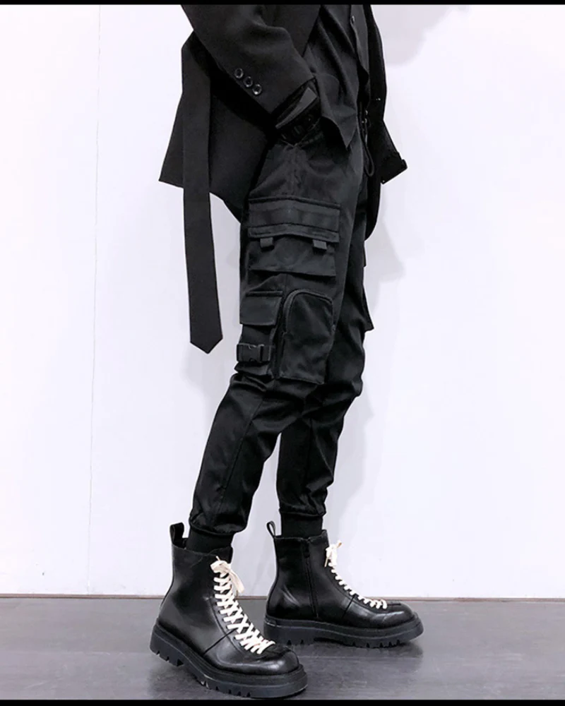 Techwear Black Cargo Jogger Pants - Image 3