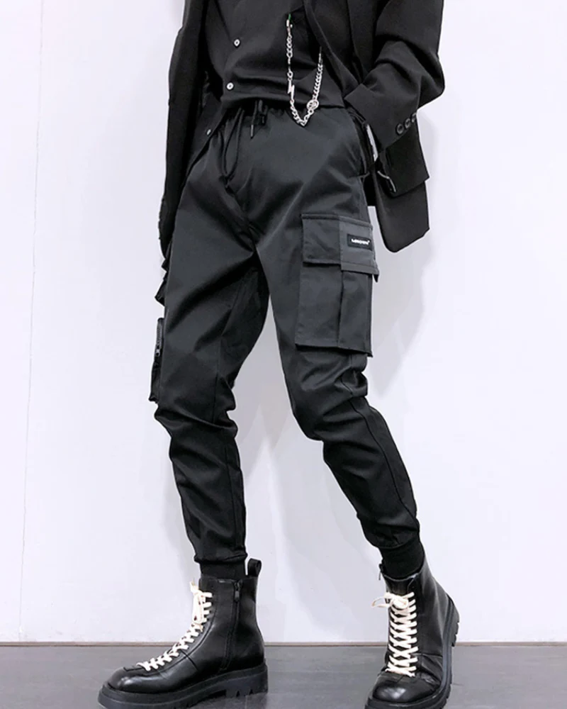 Techwear Black Cargo Jogger Pants - Image 5
