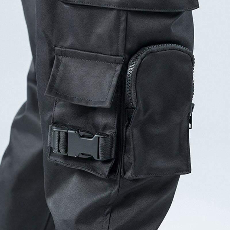 Techwear Black Cargo Jogger Pants - Image 6