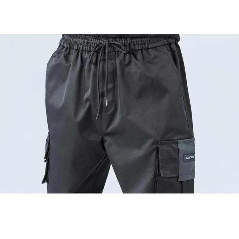 Techwear Black Cargo Jogger Pants - Image 8