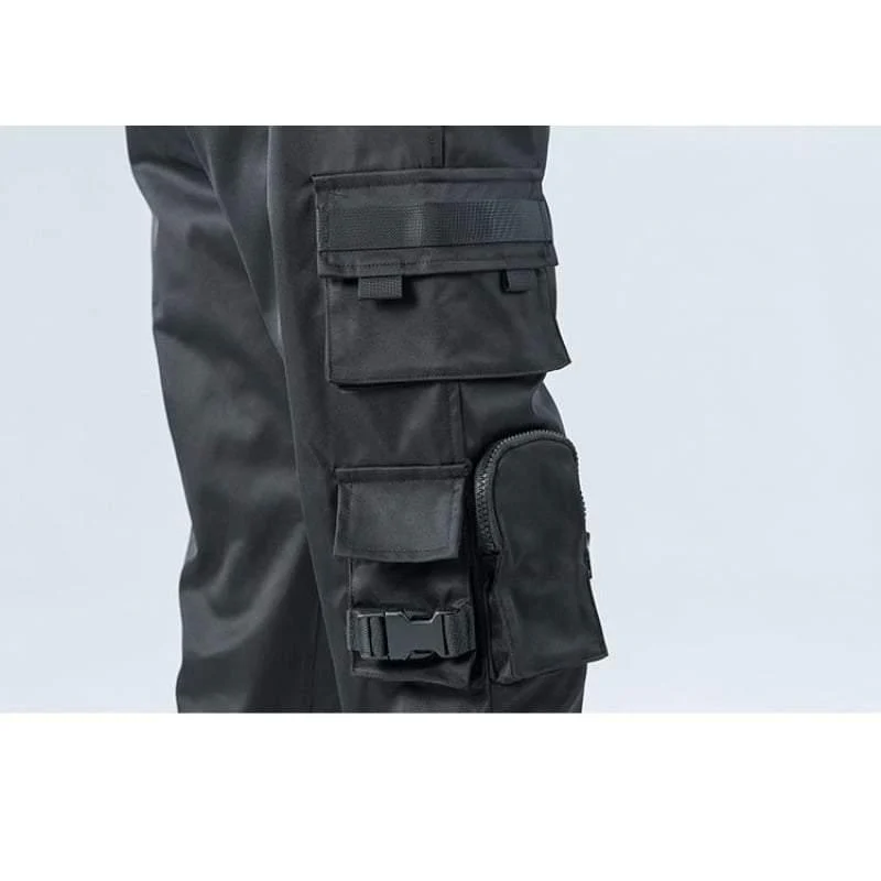 Techwear Black Cargo Jogger Pants - Image 9
