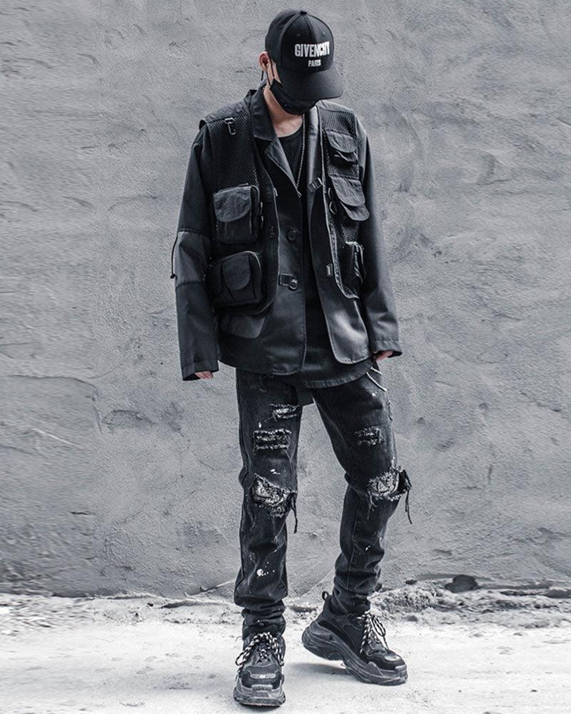Techwear Fishnet Cargo Vest - Image 7