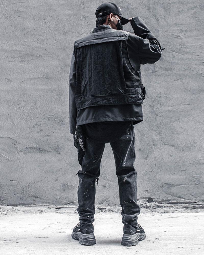 Techwear Fishnet Cargo Vest - Image 8