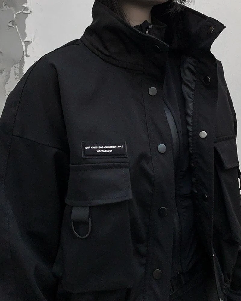 Techwear Outfits Black Jacket And Pants Set（Sold Separately） - Image 12