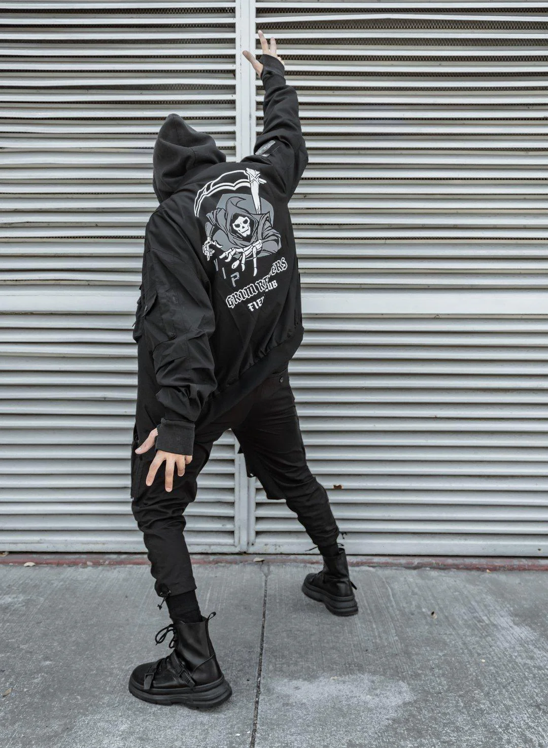 Techwear Skull Black Bomber Cyberpunk Jacket - Image 5