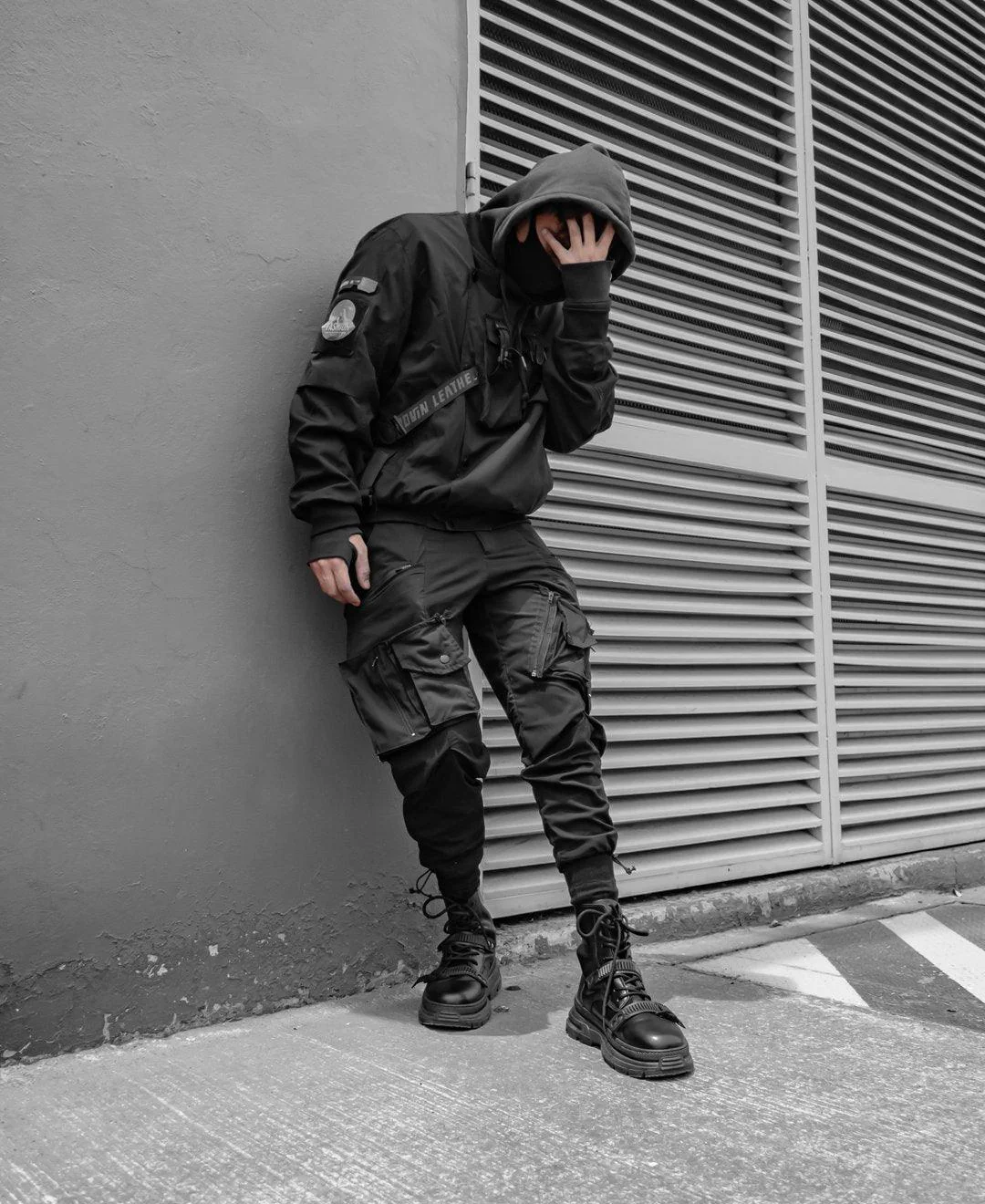Techwear Skull Black Bomber Cyberpunk Jacket - Image 6