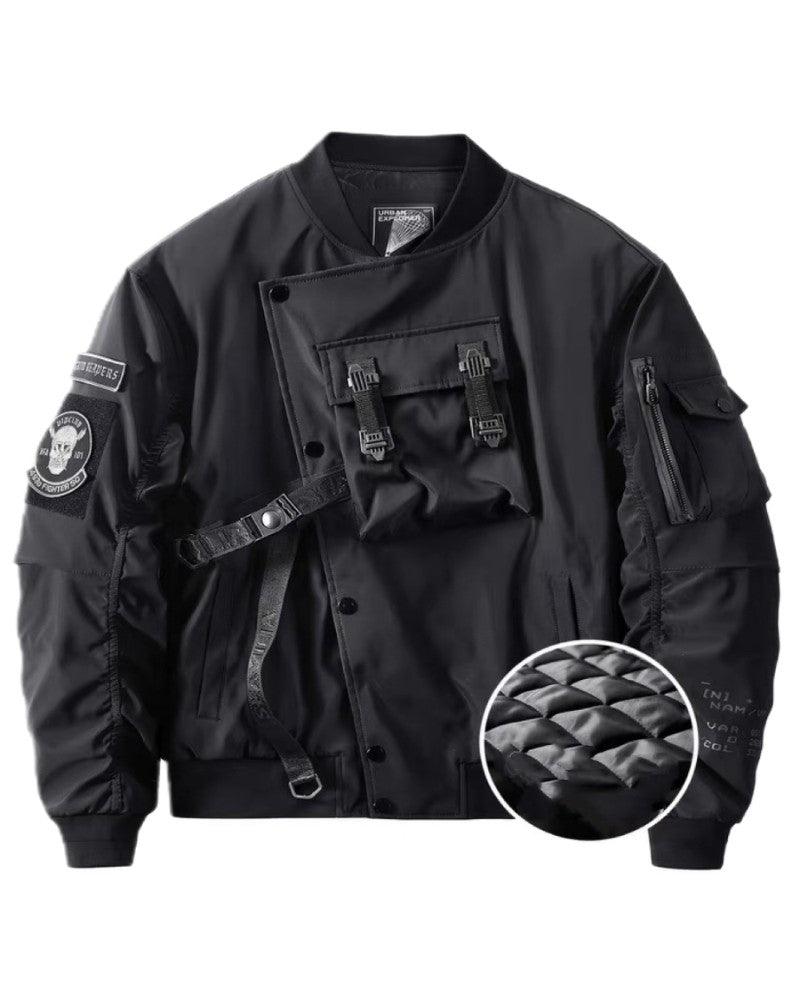 Techwear Skull Black Bomber Cyberpunk Jacket - Image 9