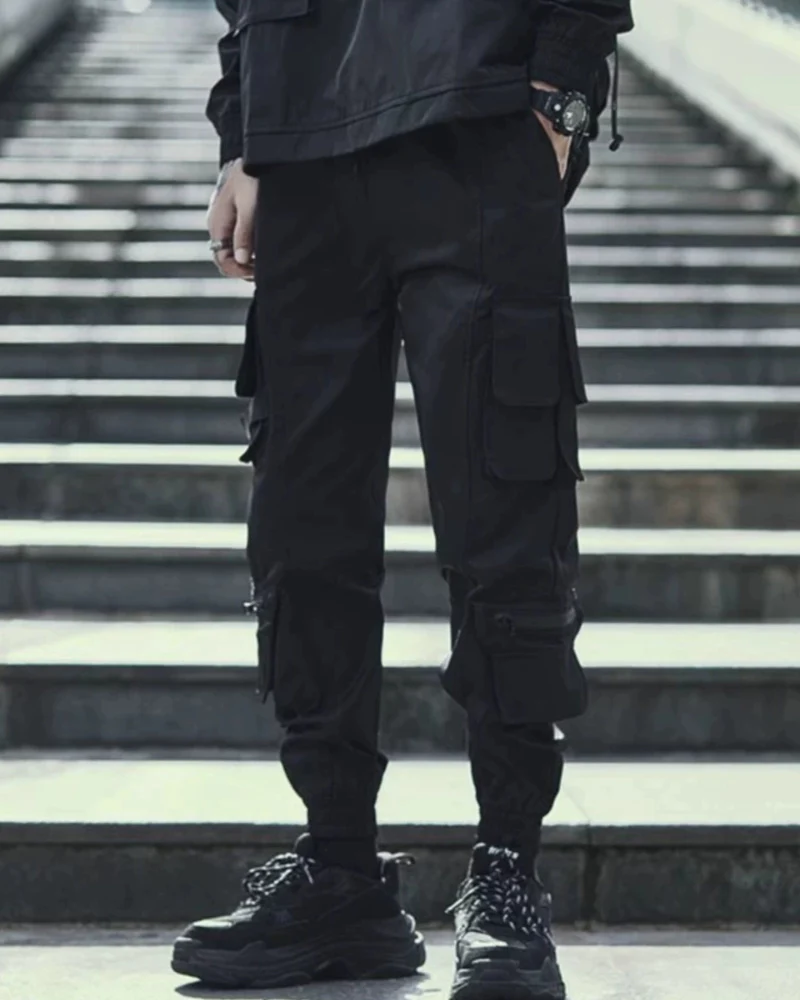 Techwear Slim Black Cargo Pants - Image 5