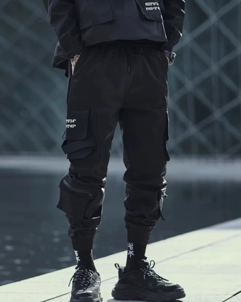 Techwear Slim Black Cargo Pants - Image 6