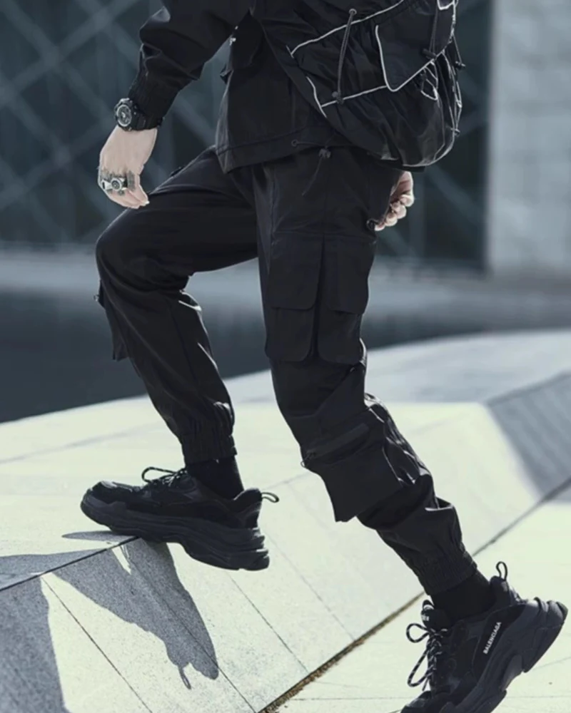 Techwear Slim Black Cargo Pants - Image 7