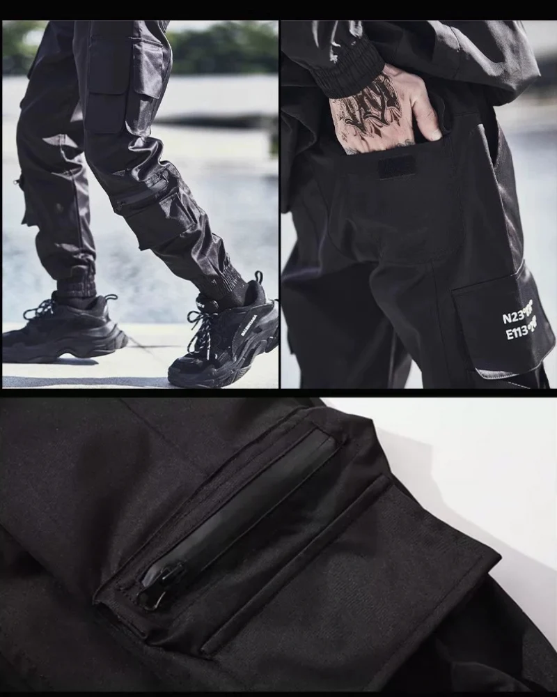 Techwear Slim Black Cargo Pants - Image 8