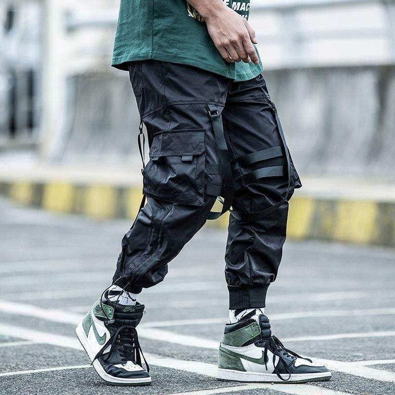 Techwear Street Style Black Cargo Jogger Pants - Image 3