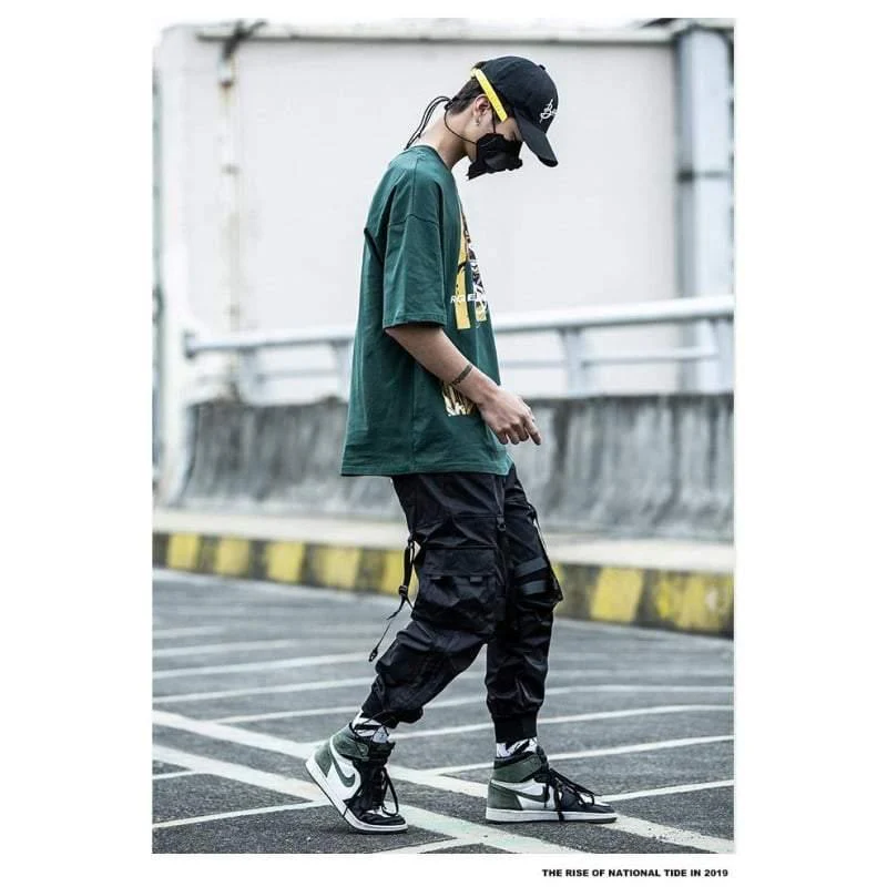 Techwear Street Style Black Cargo Jogger Pants - Image 6
