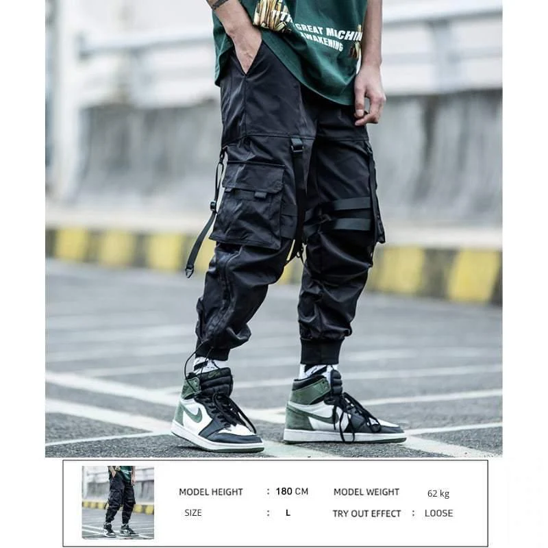 Techwear Street Style Black Cargo Jogger Pants - Image 7